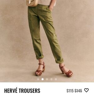 Sezane Hervé Olive Green Trousers